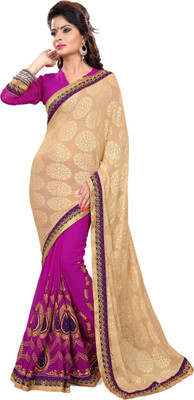 

M.S.Retail Embroidered Fashion Chiffon Saree(Purple)