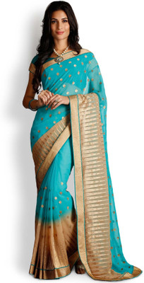

Soch Embroidered Fashion Chiffon Saree(Green), Teal