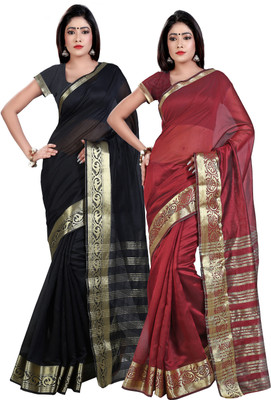 

Weavedeal Solid Banarasi Chanderi Saree(Pack of 2, Multicolor)