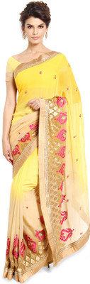 

Soch Embroidered Fashion Chiffon Saree(Yellow)