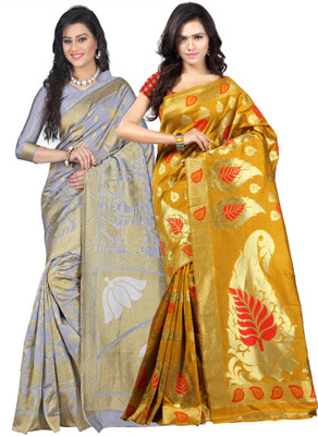 

Weavedeal Embellished Kanjivaram Silk Cotton Blend Saree(Pack of 2, Multicolor)