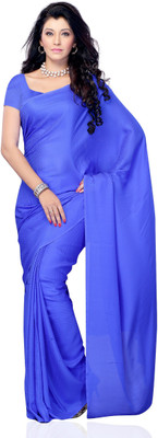 

JTInternational Solid Fashion Jacquard Saree(Blue)