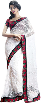 

Vishal Printed Fashion Net Saree(White), Off white
