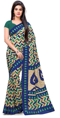 

Urban Vastra Geometric Print Fashion Raw Silk Saree(Beige), Cream
