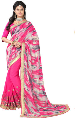 

Jiya Self Design, Embroidered Fashion Georgette Saree(Pink, Multicolor), Multicolor;pink