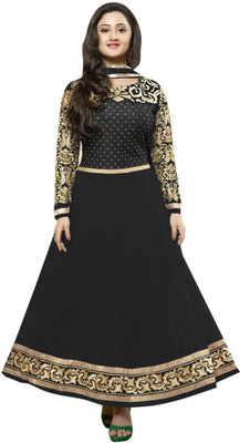 

Parishi Fashion Georgette Embroidered Dress/Top Material(Un-stitched), Black