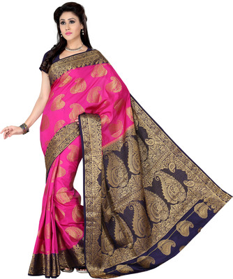 

Ishin Printed Fashion Polyester Saree(Pink, Blue), Blue;pink