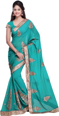 

Desi Butik Embroidered Fashion Art Silk Saree(Green), Sea green