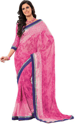 

Party Wear Dresses Printed Fashion Pure Chiffon Saree(Pink)