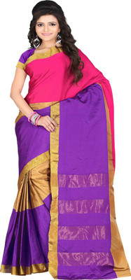 

Sanju Sarees Self Design Kota Doria Kota Cotton Saree(Pink), Blue