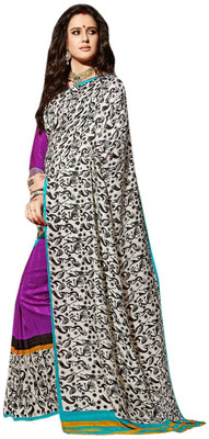 

JTInternational Printed Bollywood Art Silk Saree(Multicolor), Black;purple