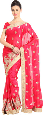 

Soch Self Design Fashion Chiffon Saree(Red)