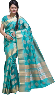 

Ishin Printed Fashion Poly Silk Saree(Blue), Sky blue