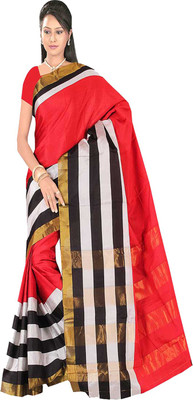 

Sanju Sarees Plain Fashion Art Silk Saree(Red)