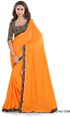 

Indianbeauty Solid, Printed Bollywood Chiffon, Printed Silk Saree(Orange)