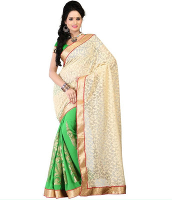 

Ishin Printed Fashion Georgette Saree(Green)