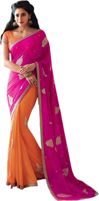 

Vishal Printed Fashion Georgette, Chiffon Saree(Pink, Orange)