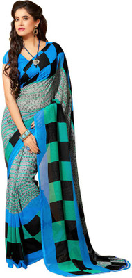 

Khoobee Printed Fashion Georgette Saree(Multicolor), Blue;grey;multicolor