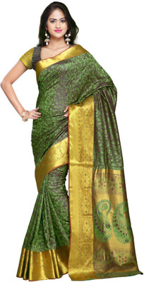 

Parisha Printed Daily Wear Art Silk Saree(Green, Yellow), Green & gold