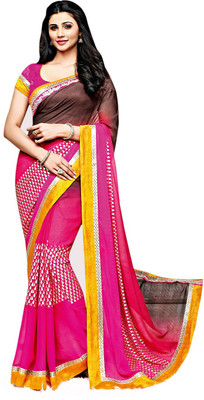 

Vishal Solid Fashion Georgette Saree(Pink)