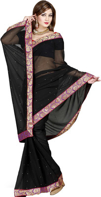 

Ishin Embellished Fashion Chiffon Saree(Black)