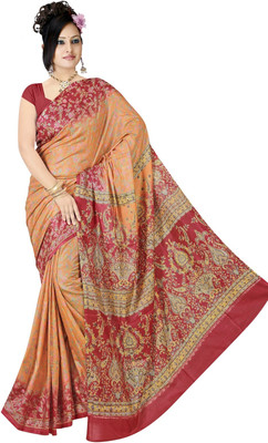 

JagannathSaree Printed Daily Wear Synthetic Saree(Red, Orange), Orange;red