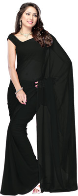 

Parisha Solid Daily Wear Georgette Saree(Black)