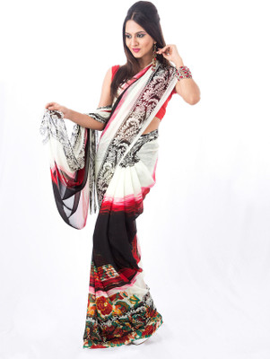 

Cenizas Printed Fashion Chiffon Saree(Multicolor), Black