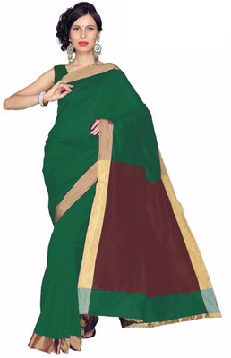 

Asha Fashion Solid Fashion Cotton Saree(Green), Brown;green