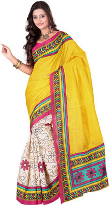 

Softdeal Floral Print Bhagalpuri Printed Silk Saree(Multicolor)