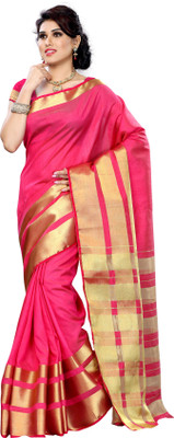 

Mimosa Solid Kanjivaram Silk Saree(Pink