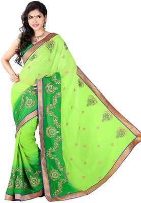 

Khushali Embroidered Fashion Chiffon Saree(Light Green, Green), Green;light green