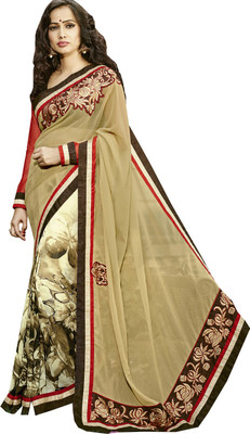 

Lovelylook Embroidered Daily Wear Georgette Saree(Beige)