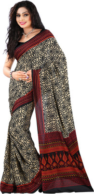 

Roopkala Silks Floral Print Fashion Crepe Saree(Beige)