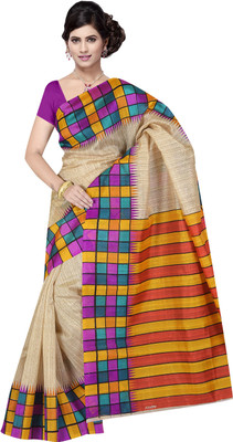

Khoobee Self Design, Printed Fashion Art Silk Saree(Beige, Multicolor)