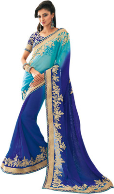

Vishal Solid Fashion Chiffon Saree(Blue)