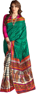 

Parisha Printed Fashion Silk Saree(Green, White)