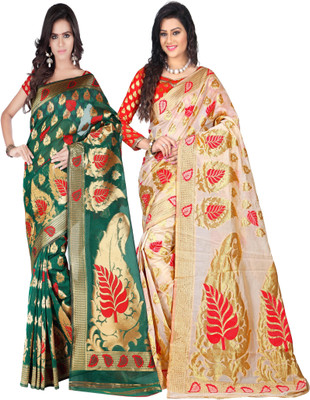 

Weavedeal Embellished Kanjivaram Silk Cotton Blend Saree(Pack of 2, Multicolor)