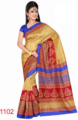 

Shoppyzip Printed Bhagalpuri Art Silk Saree(Multicolor), Garden of eden