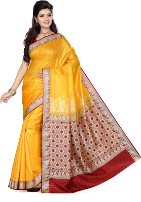 

Ishin Printed Fashion Art Silk Saree(Yellow)