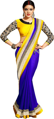 

Asha Fashion Embroidered Fashion Satin Saree(Blue, Yellow)