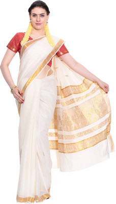 

Darps Self Design Balarampuram Cotton Saree(Multicolor), Cream