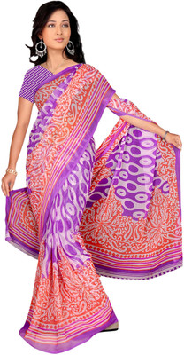 

Khoobee Printed Fashion Chiffon Saree(Purple, Multicolor), Multicolor;purple