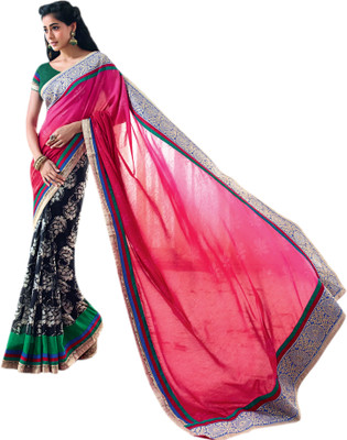 

Vishal Printed Fashion Georgette Saree(Multicolor), Pink black