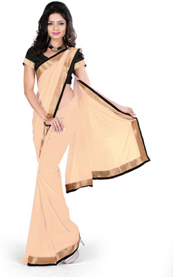 

Party Wear Dresses Solid Fashion Georgette Saree(Beige)