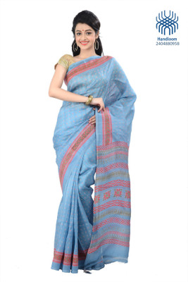 

Tantuja Self Design Fashion Handloom Silk Saree(Light Blue), Cornflower