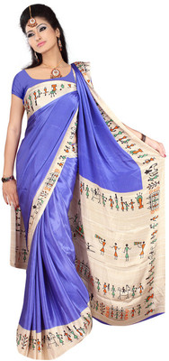 

Desi Butik Printed Daily Wear Crepe Saree(Blue)