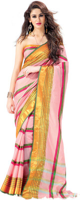 Ishin Printed Fashion Cotton Saree(Pink)