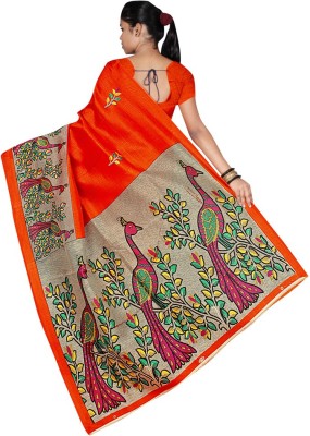 

Party Wear Dresses Printed Fashion Cotton Saree(Orange)