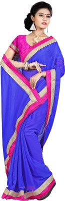 

Party Wear Dresses Solid Fashion Chiffon Saree(Blue)